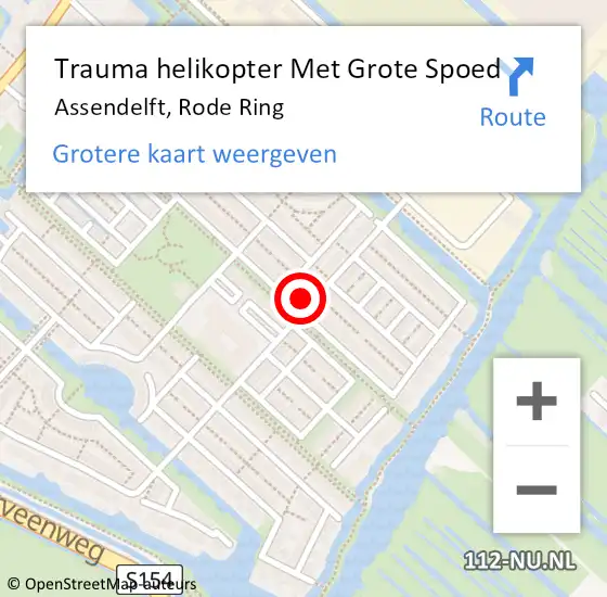 Locatie op kaart van de 112 melding: Trauma helikopter Met Grote Spoed Naar Assendelft, Rode Ring op 1 mei 2024 20:47