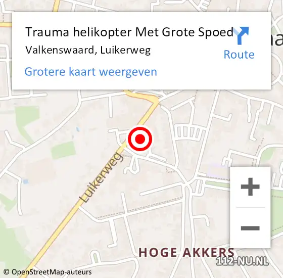 Locatie op kaart van de 112 melding: Trauma helikopter Met Grote Spoed Naar Valkenswaard, Luikerweg op 2 mei 2024 08:30