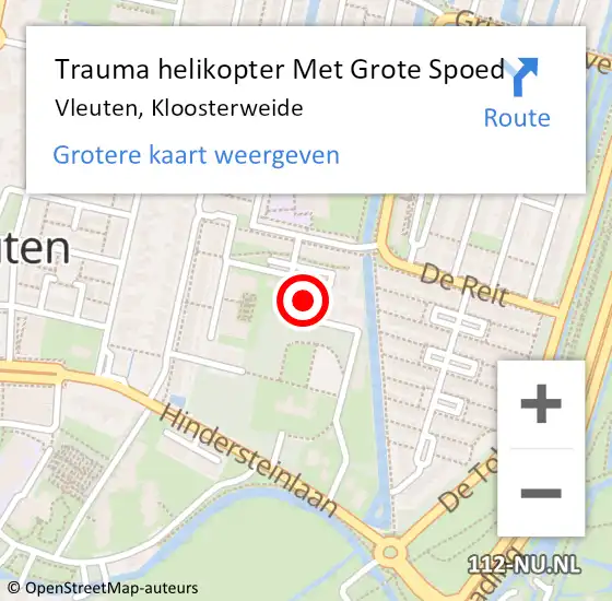 Locatie op kaart van de 112 melding: Trauma helikopter Met Grote Spoed Naar Vleuten, Kloosterweide op 2 mei 2024 08:48
