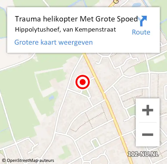 Locatie op kaart van de 112 melding: Trauma helikopter Met Grote Spoed Naar Hippolytushoef, van Kempenstraat op 2 mei 2024 11:25