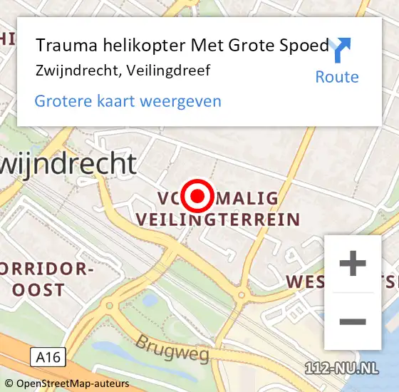 Locatie op kaart van de 112 melding: Trauma helikopter Met Grote Spoed Naar Zwijndrecht, Veilingdreef op 2 mei 2024 11:29