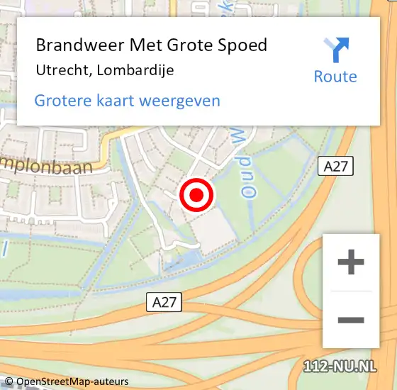 Locatie op kaart van de 112 melding: Brandweer Met Grote Spoed Naar Utrecht, Lombardije op 2 mei 2024 16:04