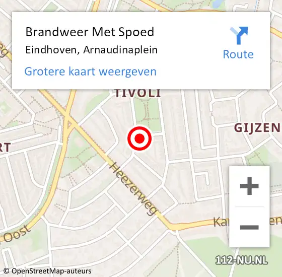 Locatie op kaart van de 112 melding: Brandweer Met Spoed Naar Eindhoven, Arnaudinaplein op 2 mei 2024 16:48