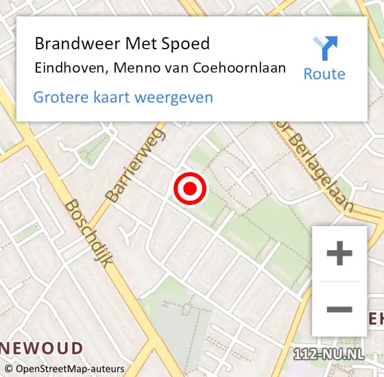 Locatie op kaart van de 112 melding: Brandweer Met Spoed Naar Eindhoven, Menno van Coehoornlaan op 2 mei 2024 21:00