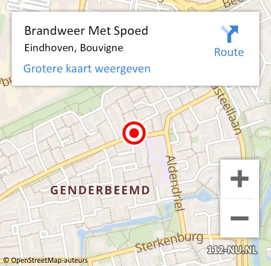 Locatie op kaart van de 112 melding: Brandweer Met Spoed Naar Eindhoven, Bouvigne op 2 mei 2024 23:07