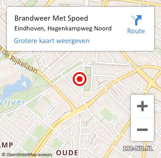 Locatie op kaart van de 112 melding: Brandweer Met Spoed Naar Eindhoven, Hagenkampweg Noord op 3 mei 2024 00:03