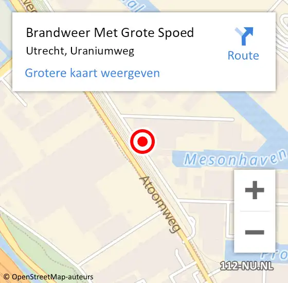Locatie op kaart van de 112 melding: Brandweer Met Grote Spoed Naar Utrecht, Uraniumweg op 3 mei 2024 00:30