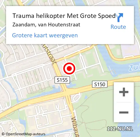 Locatie op kaart van de 112 melding: Trauma helikopter Met Grote Spoed Naar Zaandam, van Houtenstraat op 3 mei 2024 03:37