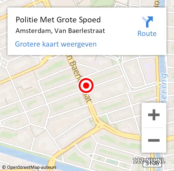 Locatie op kaart van de 112 melding: Politie Met Grote Spoed Naar Amsterdam, Van Baerlestraat op 3 mei 2024 15:29