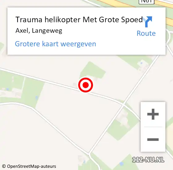 Locatie op kaart van de 112 melding: Trauma helikopter Met Grote Spoed Naar Axel, Langeweg op 3 mei 2024 17:15