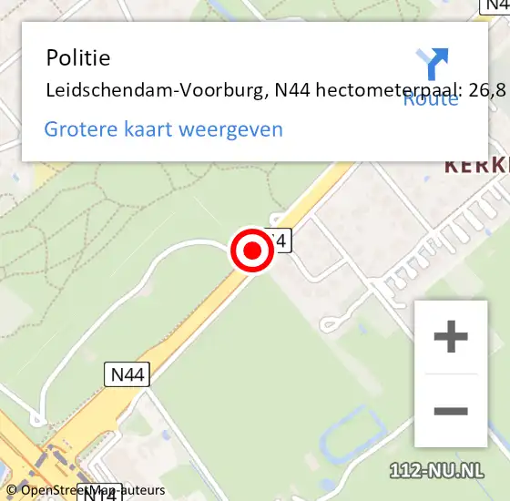 Locatie op kaart van de 112 melding: Politie Leidschendam-Voorburg, N44 hectometerpaal: 26,8 op 3 mei 2024 17:31