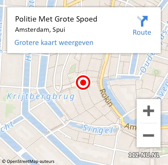 Locatie op kaart van de 112 melding: Politie Met Grote Spoed Naar Amsterdam, Spui op 4 mei 2024 03:56