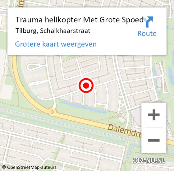 Locatie op kaart van de 112 melding: Trauma helikopter Met Grote Spoed Naar Tilburg, Schalkhaarstraat op 4 mei 2024 05:40