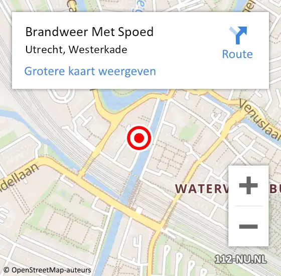 Locatie op kaart van de 112 melding: Brandweer Met Spoed Naar Utrecht, Westerkade op 4 mei 2024 07:48