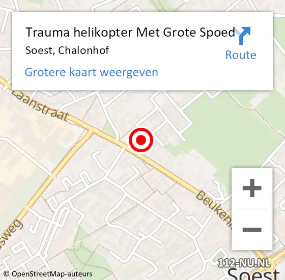 Locatie op kaart van de 112 melding: Trauma helikopter Met Grote Spoed Naar Soest, Chalonhof op 4 mei 2024 09:51