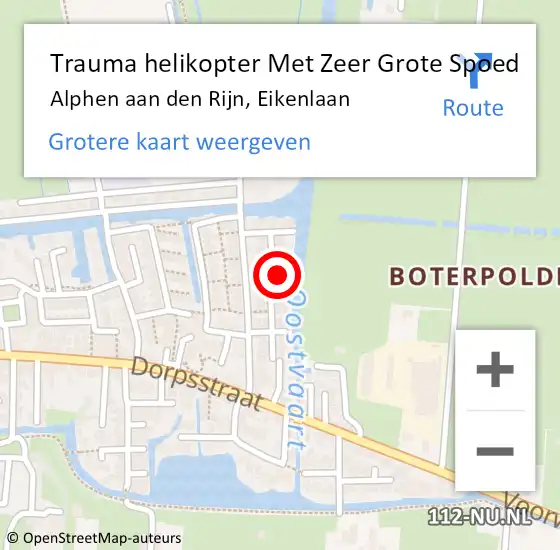 Locatie op kaart van de 112 melding: Trauma helikopter Met Zeer Grote Spoed Naar Alphen aan den Rijn, Eikenlaan op 4 mei 2024 11:07