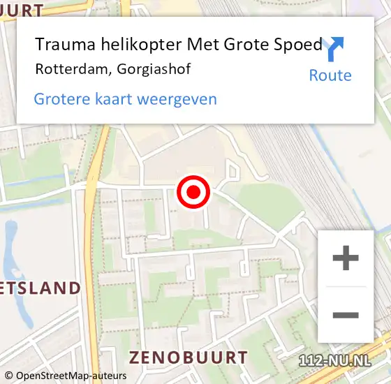 Locatie op kaart van de 112 melding: Trauma helikopter Met Grote Spoed Naar Rotterdam, Gorgiashof op 4 mei 2024 12:57