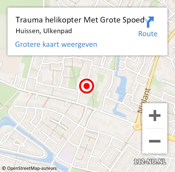Locatie op kaart van de 112 melding: Trauma helikopter Met Grote Spoed Naar Huissen, Ulkenpad op 4 mei 2024 13:01