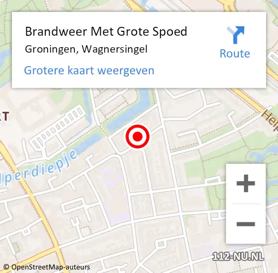 Locatie op kaart van de 112 melding: Brandweer Met Grote Spoed Naar Groningen, Wagnersingel op 4 mei 2024 13:53