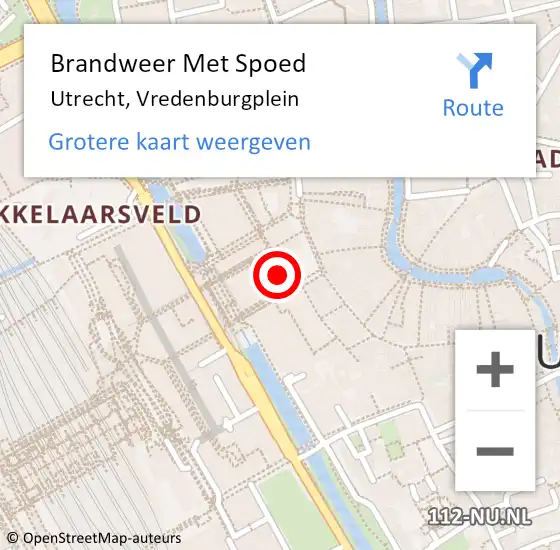 Locatie op kaart van de 112 melding: Brandweer Met Spoed Naar Utrecht, Vredenburgplein op 4 mei 2024 14:19