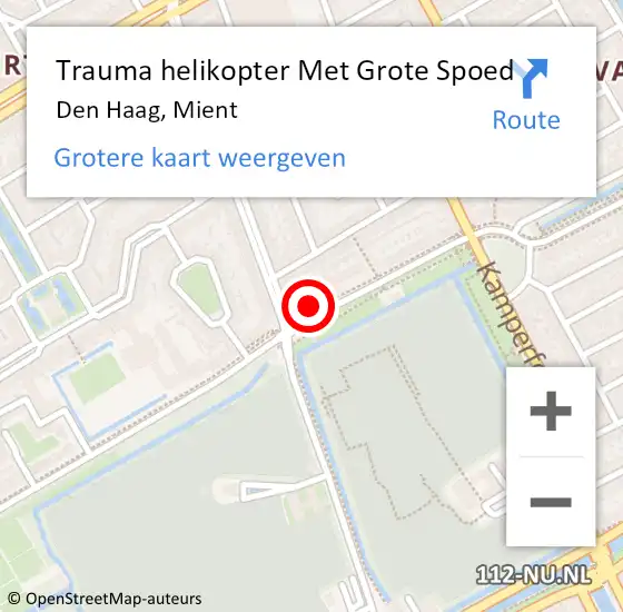 Locatie op kaart van de 112 melding: Trauma helikopter Met Grote Spoed Naar Den Haag, Mient op 4 mei 2024 17:25