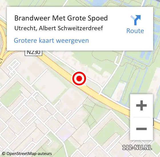Locatie op kaart van de 112 melding: Brandweer Met Grote Spoed Naar Utrecht, Albert Schweitzerdreef op 5 mei 2024 10:19
