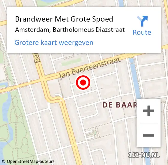 Locatie op kaart van de 112 melding: Brandweer Met Grote Spoed Naar Amsterdam, Bartholomeus Diazstraat op 5 mei 2024 12:23
