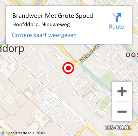 Locatie op kaart van de 112 melding: Brandweer Met Grote Spoed Naar Hoofddorp, Nieuweweg op 5 mei 2024 12:35