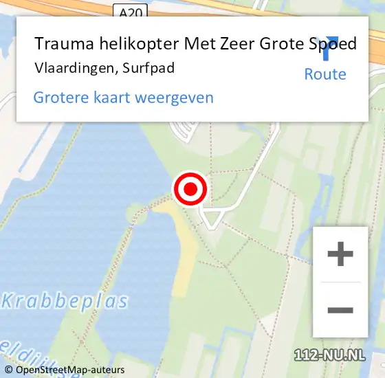 Locatie op kaart van de 112 melding: Trauma helikopter Met Zeer Grote Spoed Naar Vlaardingen, Surfpad op 5 mei 2024 13:28