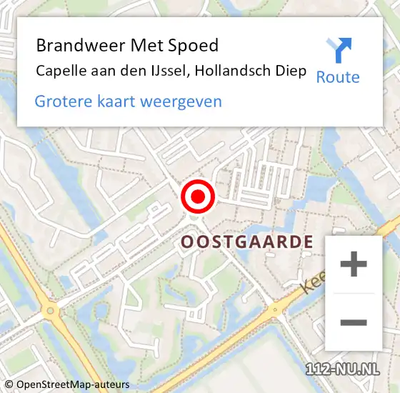 Locatie op kaart van de 112 melding: Brandweer Met Spoed Naar Capelle aan den IJssel, Hollandsch Diep op 5 mei 2024 13:34
