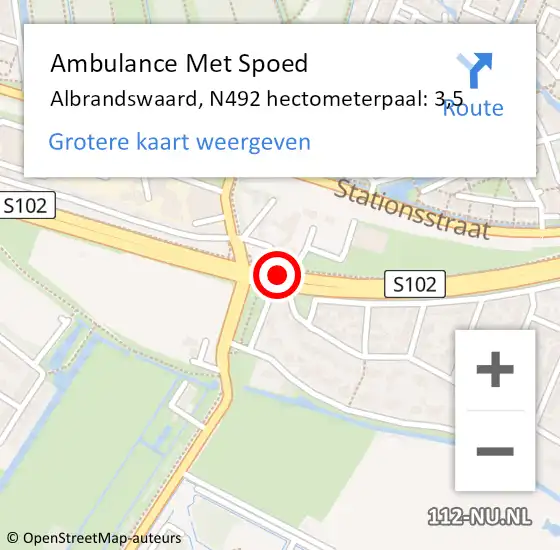 Locatie op kaart van de 112 melding: Ambulance Met Spoed Naar Albrandswaard, N492 hectometerpaal: 3,5 op 5 mei 2024 13:47