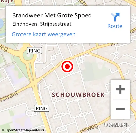 Locatie op kaart van de 112 melding: Brandweer Met Grote Spoed Naar Eindhoven, Strijpsestraat op 5 mei 2024 16:33