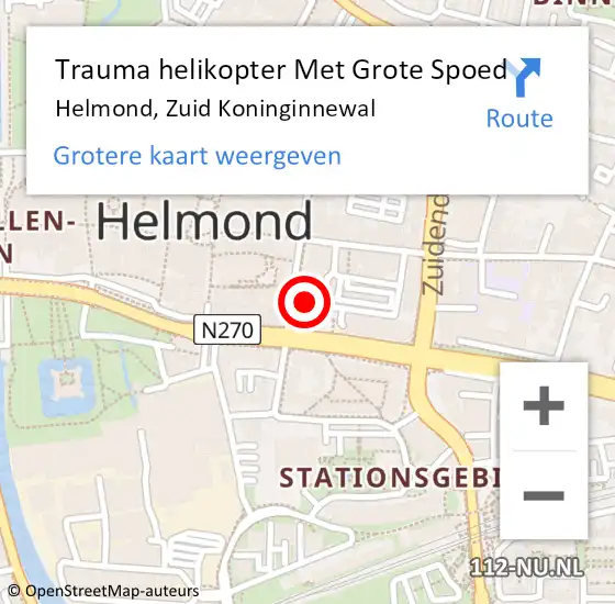 Locatie op kaart van de 112 melding: Trauma helikopter Met Grote Spoed Naar Helmond, Zuid Koninginnewal op 5 mei 2024 21:18