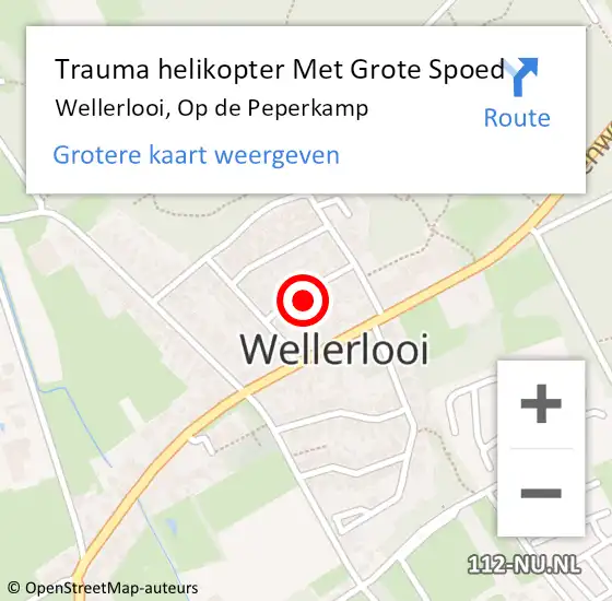 Locatie op kaart van de 112 melding: Trauma helikopter Met Grote Spoed Naar Wellerlooi, Op de Peperkamp op 6 mei 2024 03:01