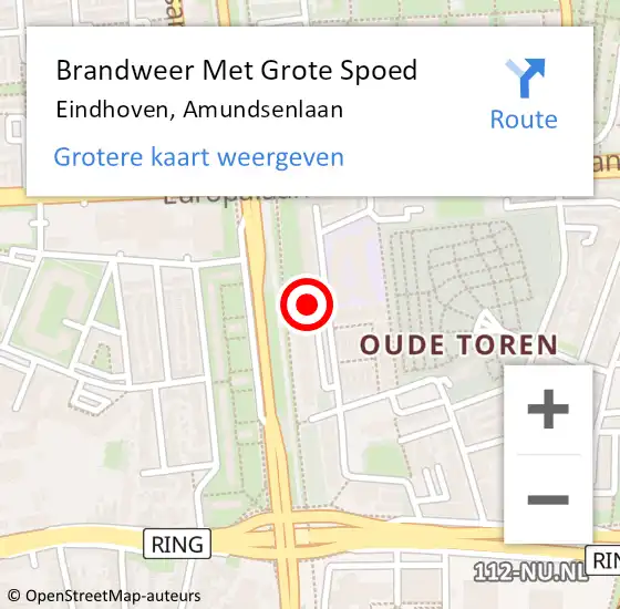 Locatie op kaart van de 112 melding: Brandweer Met Grote Spoed Naar Eindhoven, Amundsenlaan op 6 mei 2024 07:53