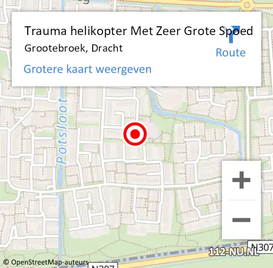 Locatie op kaart van de 112 melding: Trauma helikopter Met Zeer Grote Spoed Naar Grootebroek, Dracht op 6 mei 2024 10:01