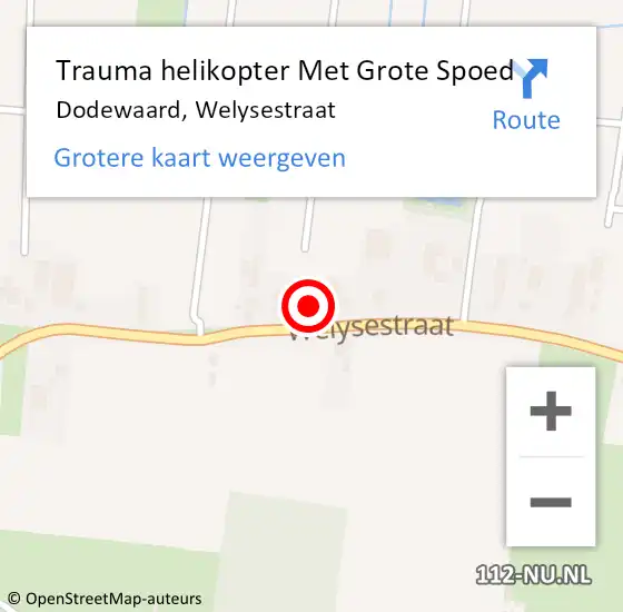 Locatie op kaart van de 112 melding: Trauma helikopter Met Grote Spoed Naar Dodewaard, Welysestraat op 7 mei 2024 16:38
