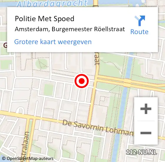 Locatie op kaart van de 112 melding: Politie Met Spoed Naar Amsterdam, Burgemeester Röellstraat op 7 mei 2024 17:06