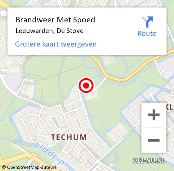 Locatie op kaart van de 112 melding: Brandweer Met Spoed Naar Leeuwarden, De Stove op 7 mei 2024 17:38
