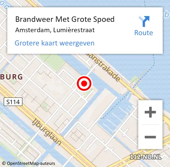 Locatie op kaart van de 112 melding: Brandweer Met Grote Spoed Naar Amsterdam, Lumièrestraat op 7 mei 2024 17:56