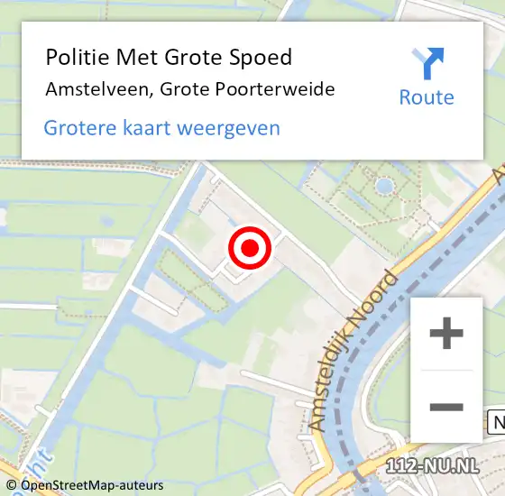 Locatie op kaart van de 112 melding: Politie Met Grote Spoed Naar Amstelveen, Grote Poorterweide op 7 mei 2024 18:01
