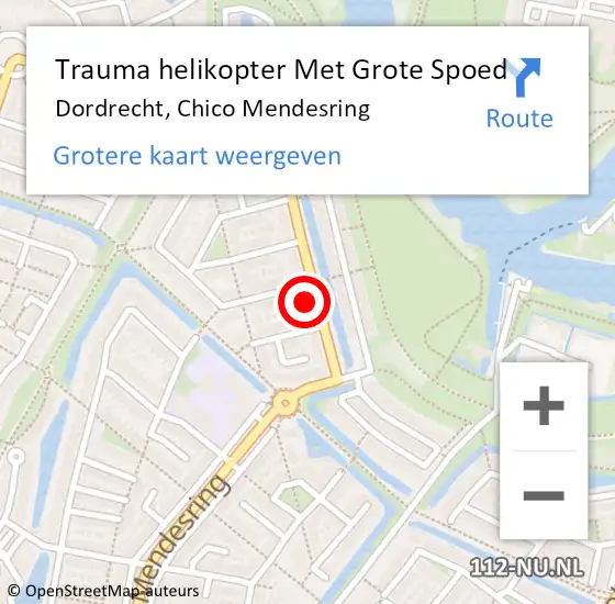 Locatie op kaart van de 112 melding: Trauma helikopter Met Grote Spoed Naar Dordrecht, Chico Mendesring op 7 mei 2024 20:43