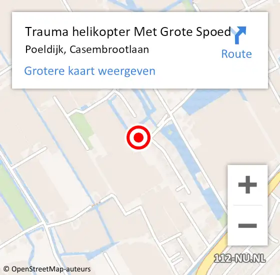 Locatie op kaart van de 112 melding: Trauma helikopter Met Grote Spoed Naar Poeldijk, Casembrootlaan op 8 mei 2024 11:09