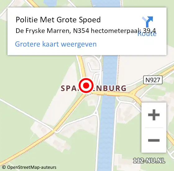 Locatie op kaart van de 112 melding: Politie Met Grote Spoed Naar De Fryske Marren, N354 hectometerpaal: 39,4 op 8 mei 2024 14:20