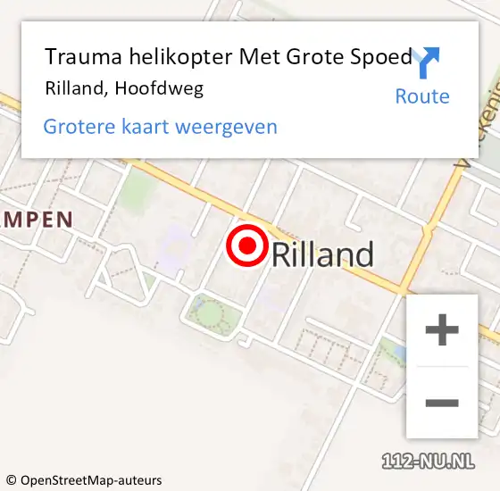 Locatie op kaart van de 112 melding: Trauma helikopter Met Grote Spoed Naar Rilland, Hoofdweg op 8 mei 2024 18:22