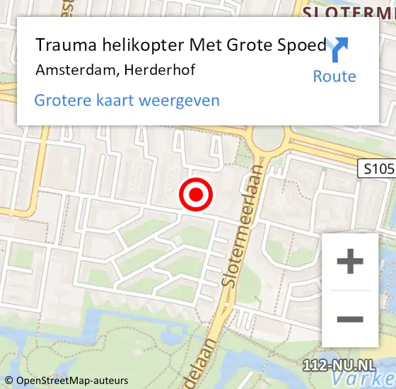Locatie op kaart van de 112 melding: Trauma helikopter Met Grote Spoed Naar Amsterdam, Herderhof op 8 mei 2024 22:09