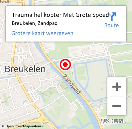 Locatie op kaart van de 112 melding: Trauma helikopter Met Grote Spoed Naar Breukelen, Zandpad op 8 mei 2024 22:35
