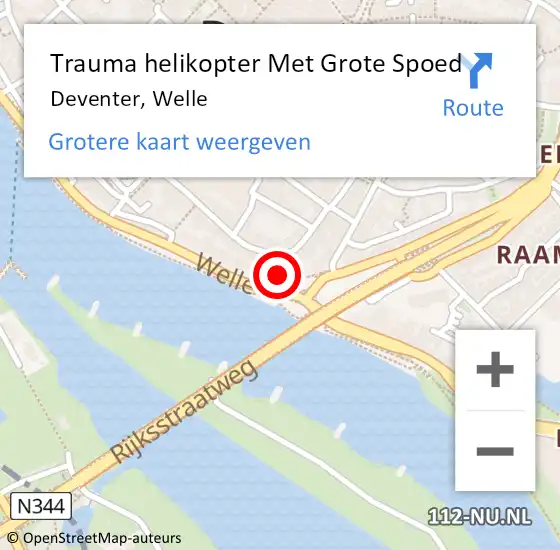 Locatie op kaart van de 112 melding: Trauma helikopter Met Grote Spoed Naar Deventer, Welle op 9 mei 2024 19:22
