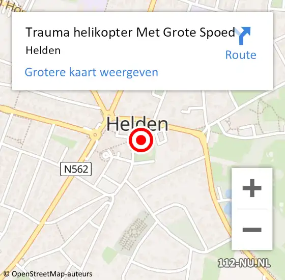 Locatie op kaart van de 112 melding: Trauma helikopter Met Grote Spoed Naar Helden op 9 mei 2024 22:17