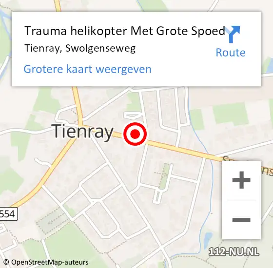 Locatie op kaart van de 112 melding: Trauma helikopter Met Grote Spoed Naar Tienray, Swolgenseweg op 10 mei 2024 00:37